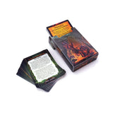 Set of fantasy-themed cards with a card holder on a white background