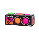 Box of Teenie Nee Doh with colorful balls on a white background