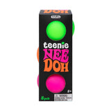 Box of Teenie Nee Doh balls with green and pink balls on a white background