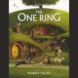 Cover of 'The One Ring' with hobbit houses and characters in a green landscape.
