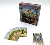 Card game packaging and cards from 'The Princess Bride: Battle of Wits' on a white background