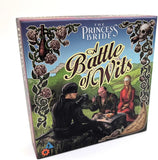 Board game box for 'A Battle of Wits' from 'The Princess Bride' with characters and decorative elements.