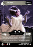 A collectible trading card featuring artwork of 'The Bride of Frankenstein'