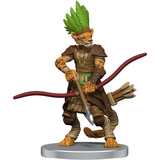 Figurine of a warrior with animal features holding a bow and arrow on a white background