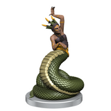 Statue of a figure with serpent-like tail on a white background