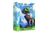 A boxed product titled 'Pixel Art Series Card Sleeves' shown on a plain white background. The box features pixel-art style artwork of a tree on a cliff with clouds and blue sky.
