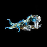 Fantasy creature with blue accents on a black background