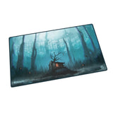 Fantasy-themed mouse pad with a forest and cabin design on a white background
