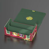 Green and red box with a logo on a dark gray background