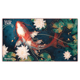 Playmat with koi fish and water lilies design, featuring Secret Lair and Magic: The Gathering logos.