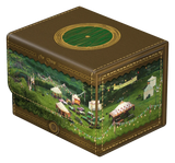 Decorative box with a detailed landscape design on a white background