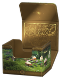 Fantasy-themed deck box with detailed landscape design on a white background