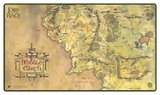 Map of Middle-earth from 'The Lord of the Rings' with detailed geography and branding.