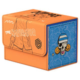 Orange and blue card holder with 'The Navigator' text and character design on a white background