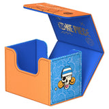Blue and orange card game box with 'One Piece' branding and character design.