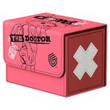 Pink card game booster box with 'The Doctor' and a cross symbol on a white background