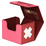 Red card storage box with 'One Piece' branding and a white cross symbol on a white background