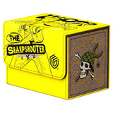 Yellow deck box with 'The Sharpshooter' branding and skull design on a white background