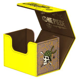 Card holder with 'One Piece' design featuring a skull and green hat on a yellow and brown background.