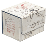 Card deck box with decorative text and illustrations on a white background