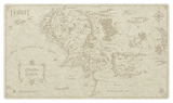 Map of Middle-earth from 'The Hobbit' with detailed geography and branding.
