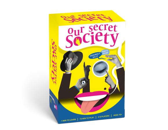 Box of 'Our Secret Society' game with colorful design and text.