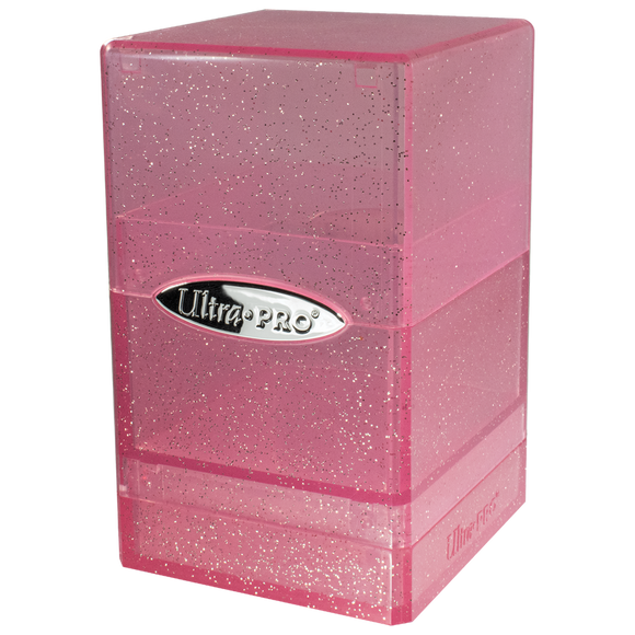 Pink glittery card holder with Ultra Pro logo on a white background