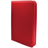 Red zippered case on a white background