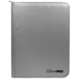 Silver Ultra Pro binder on a white background