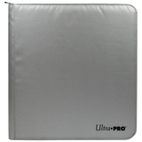 Silver Ultra Pro binder on a white background