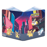 Pokémon trading card game binder with character illustrations on a transparent background