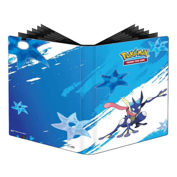 Pokémon trading card game binder with a blue and white design featuring a Pokémon character.