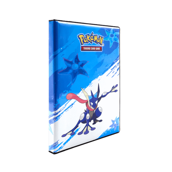 Pokémon trading card game binder with a character design on a blue and white background