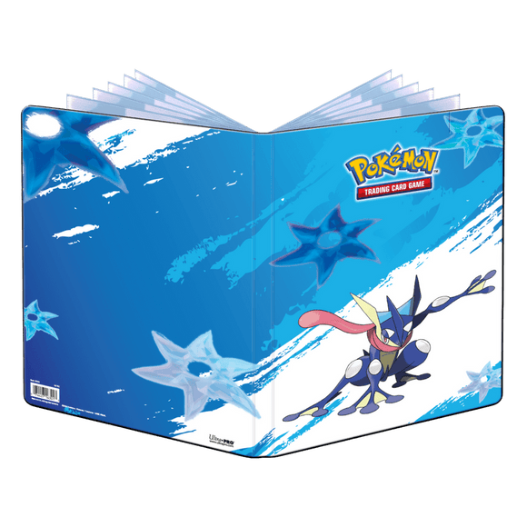 Pokémon trading card game binder with a blue and white design featuring a Pokémon character.