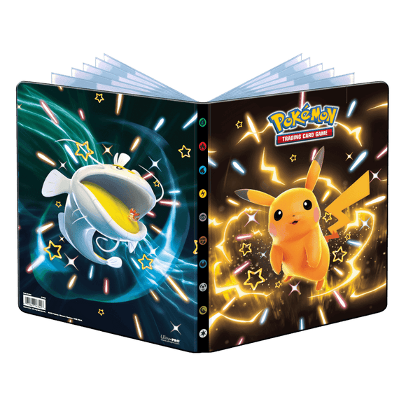 Two Pokémon Trading Card Game binders with artwork of a ghost-type and fire-type Pokémon on a transparent background.