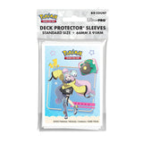 Pack of Pokémon card sleeves with a character design on a white background