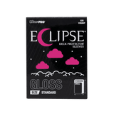 Box of Ultra-Pro Eclipse Gloss Deck Protector Sleeves with pink cloud design on a black background