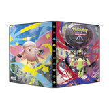 Pokémon trading card binder with colorful designs on a white background