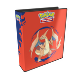 Pokémon trading card game binder with Charizard design on a white background