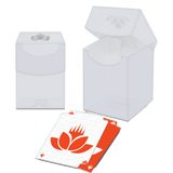 White translucent display boxes and a few white cards with orange lotus flower graphics, shown on a plain white background.