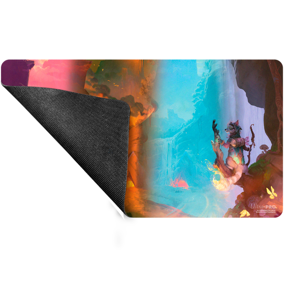 Colorful gaming mouse pad with fantasy design on a white background