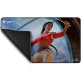 Mouse pad with a character holding a sword on a white background