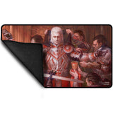 Mouse pad with a fantasy-themed design featuring a central character in ornate armor.