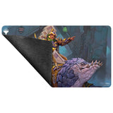 Card with a fantasy character and creature on a dark background