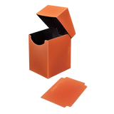 Orange card deck box with a card on a white background