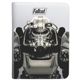 Notebook with a robot design and 'Fallout' branding on the cover.