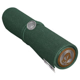 Green roll-up mat with a brand logo on a white background