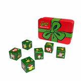 Dice set themed after 'The Grinch' with a red and green gift box packaging on a white background.