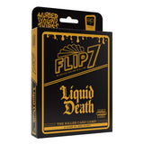 Black and gold packaging of 'Flip7 Liquid Death' card game