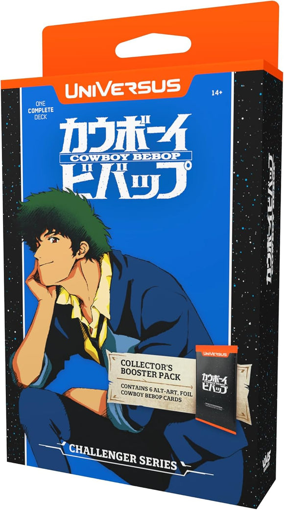 Card game booster pack for 'Cowboy Bebop' with character illustration on blue background